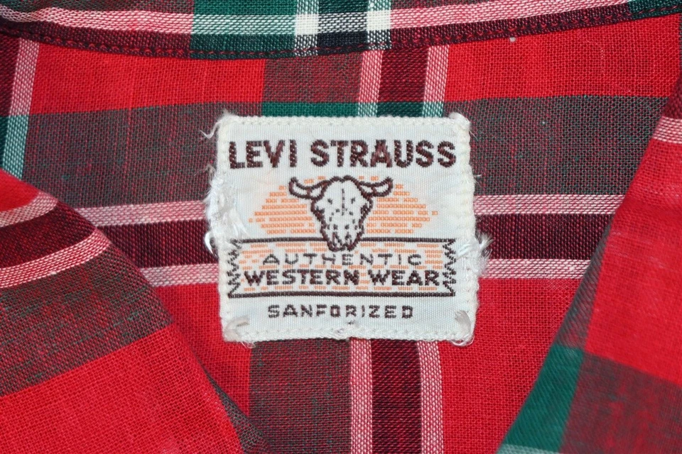 CAMISA LEVIS DE COLECCIÓN AÑOS 50 CUERNO CORTO ROJO VERDE A CUADROS WESTERN MUJER ABOTONADA XL  Foto 4 de 4