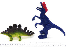 Lot of 2 Assorted Dinosaur Figure Toy Figurine Jurassic Stegosaurus Raptor