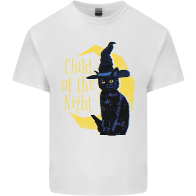 Kind der Nacht Halloween schwarze Katze Hexe Herren Baumwolle T-Shirt Tee Top