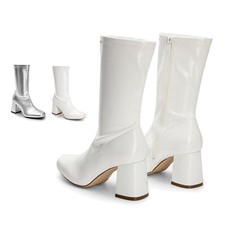 Women Mid Calf Low Block Heel Boots Ankle Boots Pull-On For Party Cosplay
