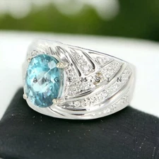 Aquamarine Gemstone With 925 Sterling Silver Groom Ring For Men's #AL189