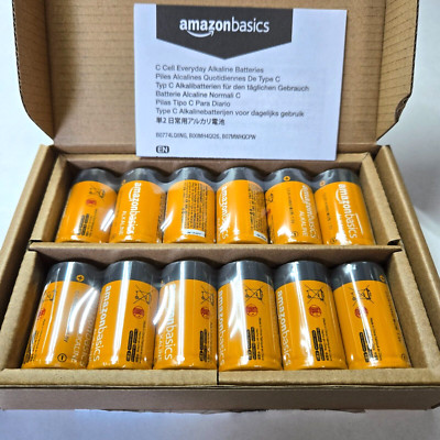 Amazon Basics 12-Pack C Cell Alkaline All-Purpose Batteries 1.5 Volt New, Sealed