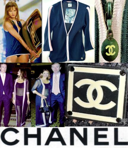 Chanel Vintage 2003 Black Cardigan Jacket Sweater 03p 36 38 40 4 6 8 Top Vtg S M - Afbeelding 1 van 24