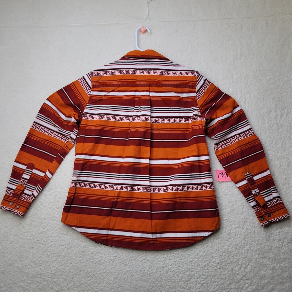 Men's Cabela's Button Up Heavy Flannel Southwest Aztec Shirt Orange Red