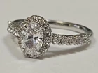 Sterling Silver ~ Oval-Cut White CZ Ring ~ Size 6 ~ VERY Realistic! ~ VINTAGE
