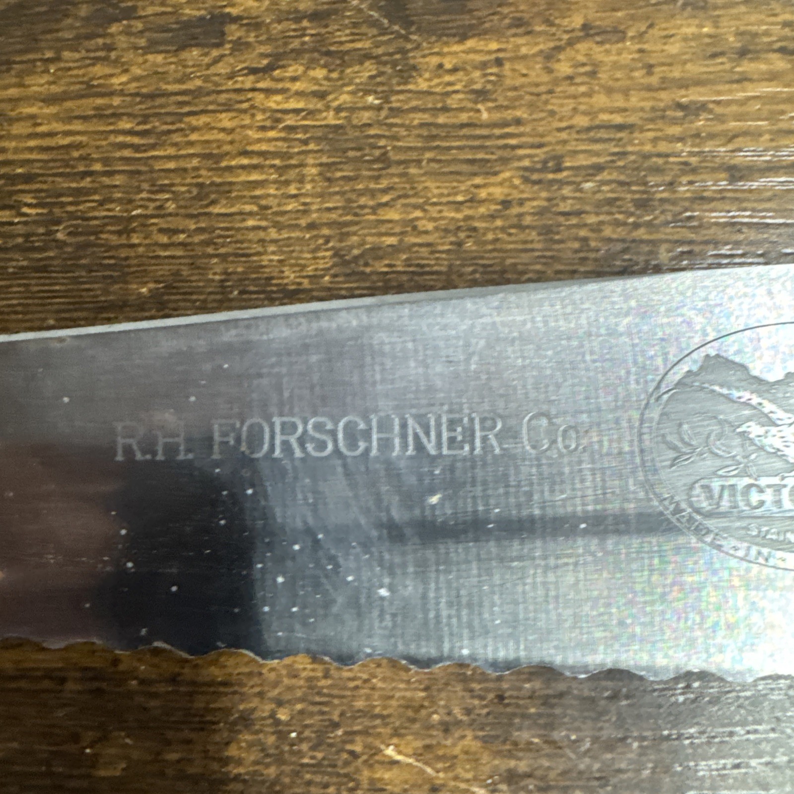 Vintage R.H. Forschner Victorinox Serrated Blade Meat  Knife 6.5” Wood Handle