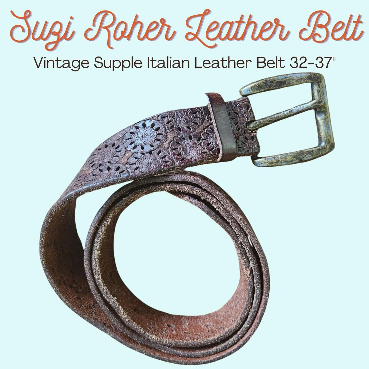 Vintage Trimmingham’s Bermuda Belt Leather brass buckle green navy 34 SM MED Brass Vintage Belts for sale | eBay main image 4
