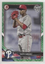 2018 Topps Holiday Bowman Green Holiday Sweater 18/99 Sixto Sanchez #TH-SS 0ji1