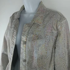 FDJ French Dressing Jeans Jacket Womens Medium Multi Color Metallic Animal Print