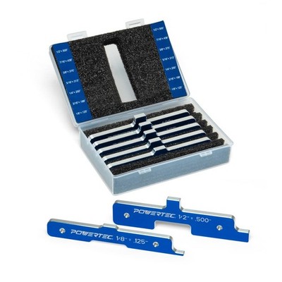 POWERTEC Router Setup Blocks Woodworking 7PC Set, Depth Gauge, Aluminum