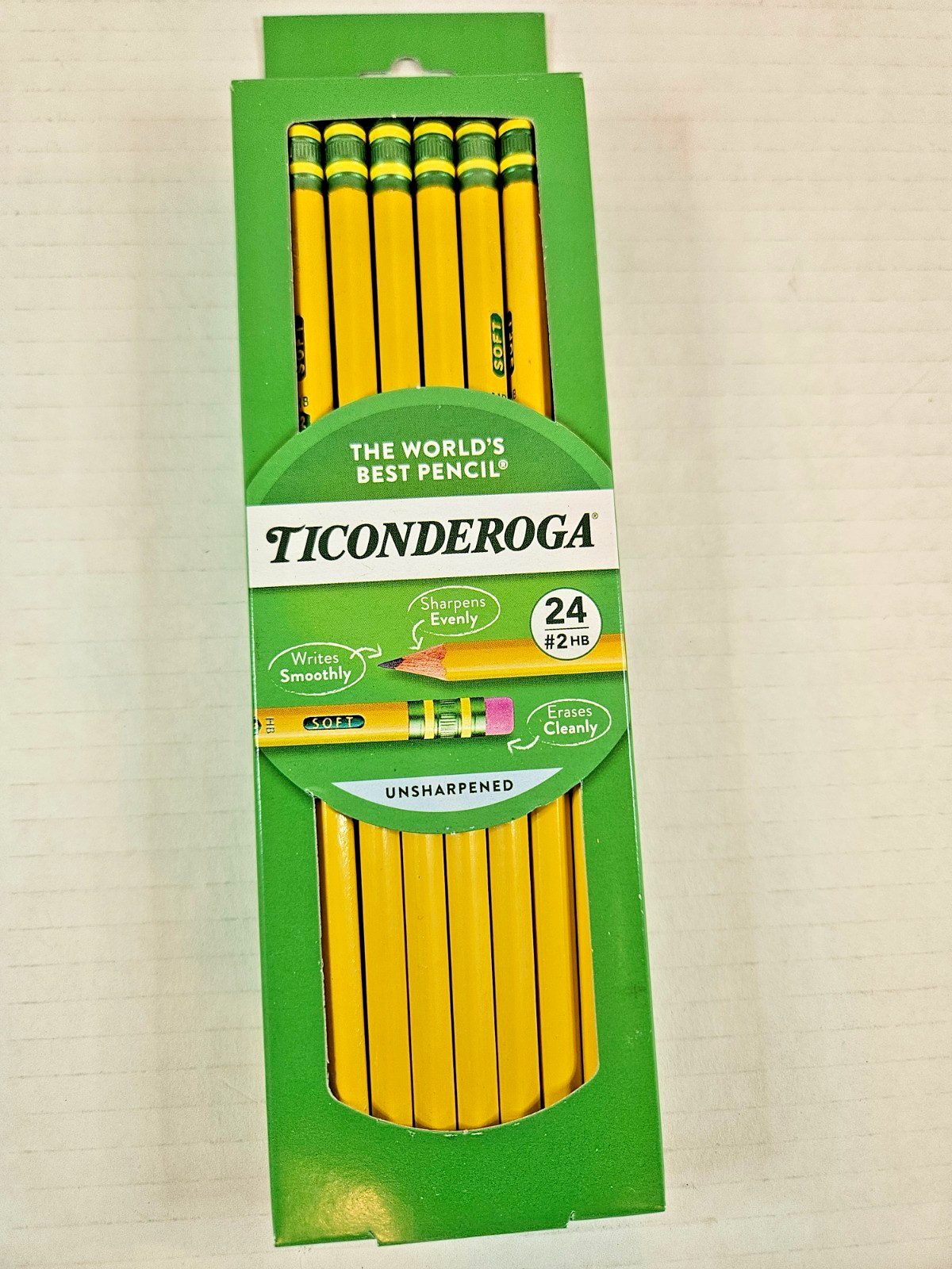 Ticonderoga&reg; Pencils, #2 HB Lead, Medium Soft, Pack of 24