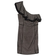 J Crew Collection Dress One Shoulder Eyelet Ruffle Cocktail Party Mini Black 4