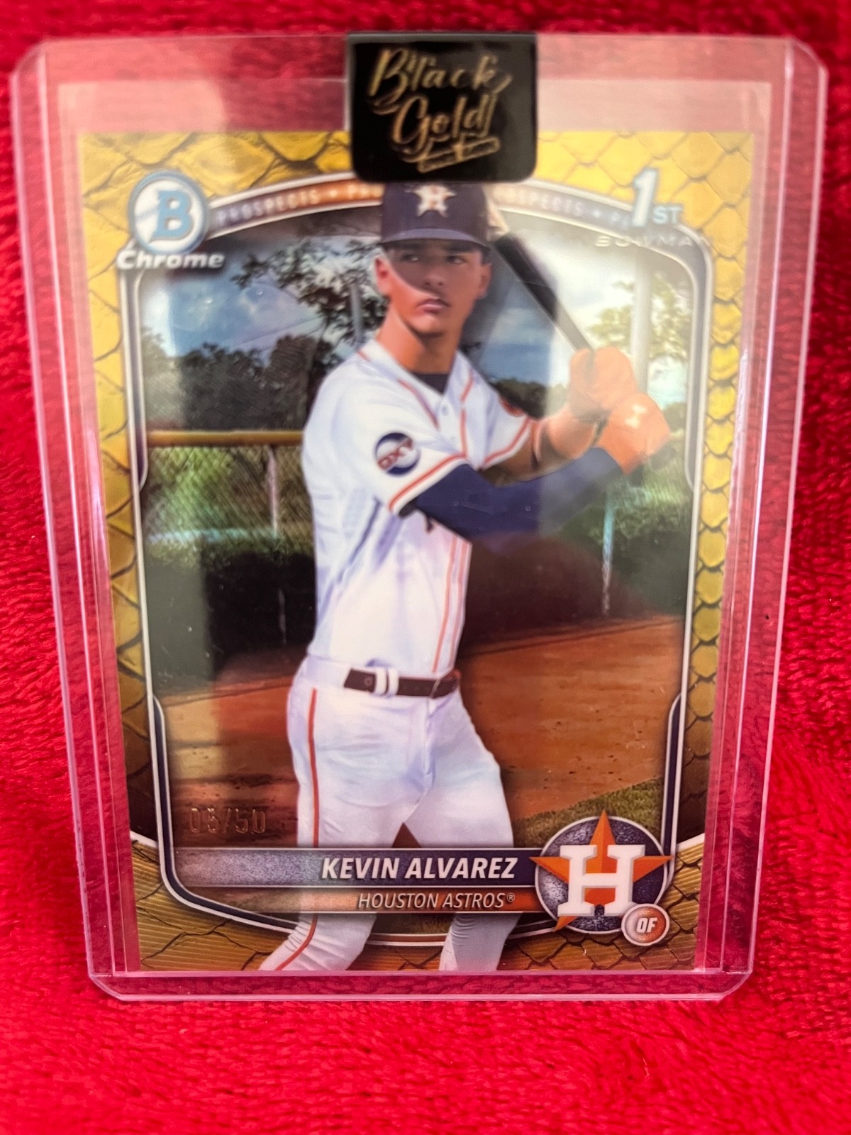 2025 Bowman Chrome Kevin Alvarez Gold Reptilian Refractor /50 Astros 1st Card