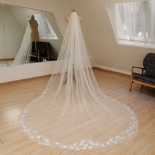 Flower Wedding Veil Long Bridal Veil Handmade Wedding Veil