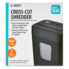 Pen+Gear 6-Sheet Cross-Cut Paper/Credit Card Shredder with 3.7 Gallon Bin, Black