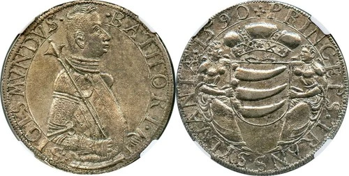 HUNGARY TRANSYLVANIA 1590 Sigismund Bathory Taler VERY RARE NGC MS62