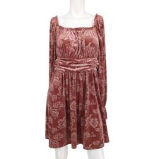 Floral Velvet Burnout Mini Dress Long Ruffle Sleeve Renaissance Whimsigoth 1XL