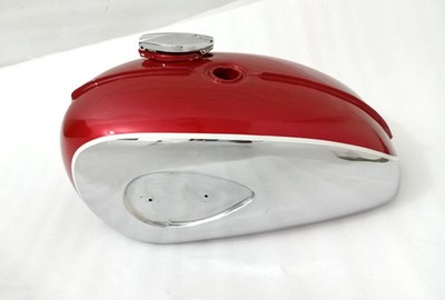 BSA A65 2 Gallon Cherry Painted & Chrome Steel Petrol Gas Fuel Tank +Cap | Fit