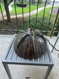 Tiffany Style Spider Web Stained Glass Hanging Lampshade Unmarked