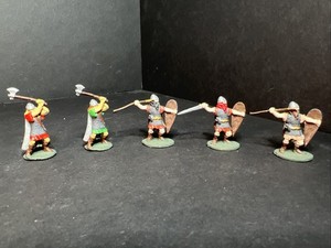 Ral Partha Viking Warriors Lot x5 42-101 Painted Metal Miniatures Axes Shields