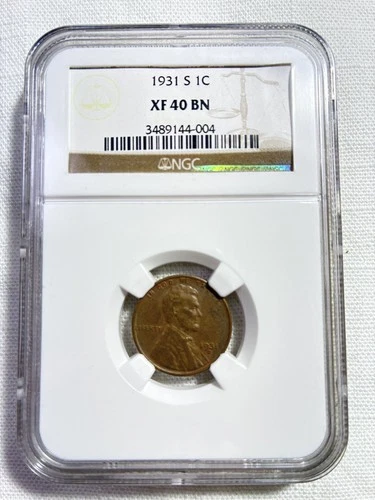 1931 S Lincoln Cent, NGC XF 40 Semi Key Date