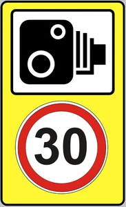 30mph Speed Camera Road Traffic Warning Sign Self Adhesive Sticker