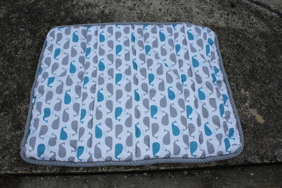 Manta Edredón Bebé Rayas Náuticas Recién Nacido Ballenas Anclas 34x44" Foto 3 de 4