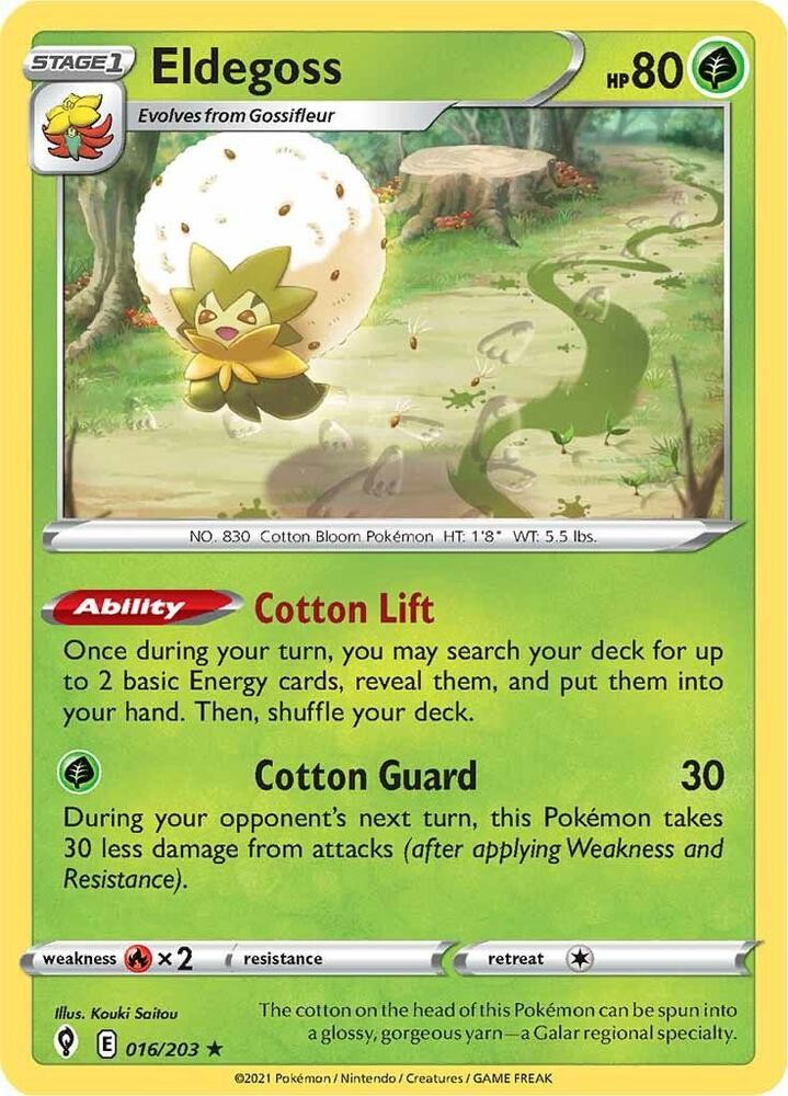 Eldegoss #016/203 Swsh07 Evolving Skies Holo Rare Pokemon TCG LP