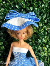 OOAK 1:6 Polka Dot print Dress/Hat/Shoes for Barbie, Poppy Parker, NuFace