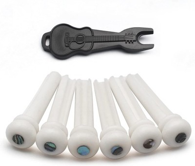 MAXCHEER Guitar 6Pcs Acoustic Bridge Bone Pins with Pearl Shell White 