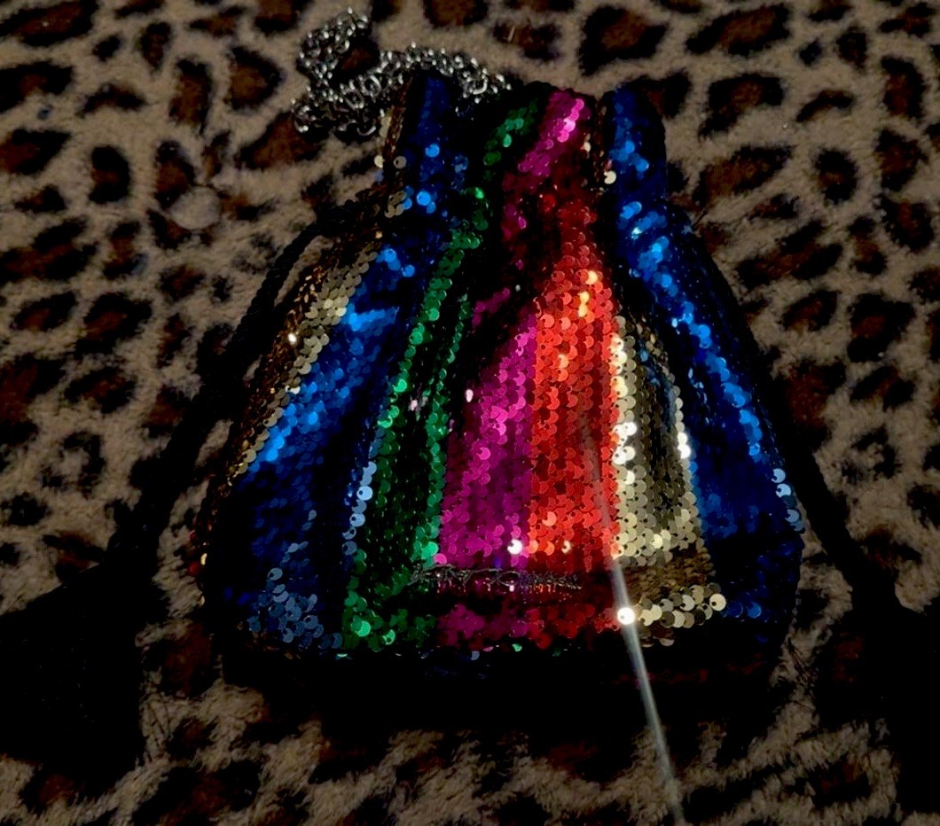 Betsy Johnson /Rainbow Sequin Drawstring Pouch Ba… - image 7