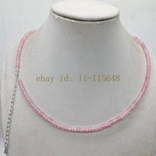 2x4mm Facted Pink Jade Rondelle Gemstone Beads Necklace 18'' Birthday Gift Girl