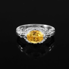 7 Ct Certified Natural Yellow Sapphire Ring In 925 Sterling Silver For All Sizes