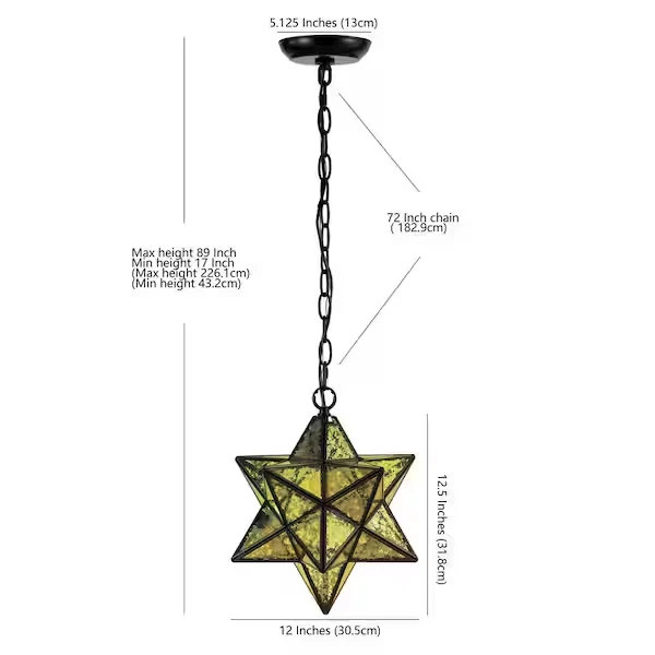 JONATHAN Y Stella 12 in. 1-Light Oil Rubbed Bronze/Mercuy Glass Moravian Star - Image 2 of 4