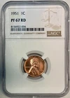 1951 Proof Lincoln Cent (Wheat Penny), NGC PF-67 RD