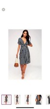 Faithful the Brand Milan MIDI Dress Womens 2 Blue Cream Striped Tassel Nautical