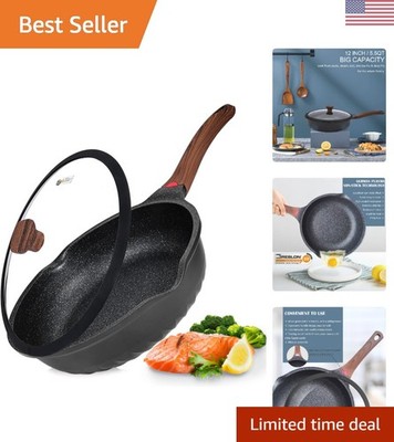 Stylish Deep Frying Pan with Heat Indicator - 12in Induction-Compatible Design