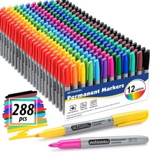 Permanent Markers Bulk, 288 Pack Permanent Marker Set, 12 Assorted Colors, Fi...