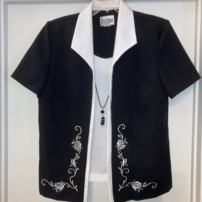 Kari s Korner Women s 16 Black Short Sleeve 2-in 1 Jacket Polyester