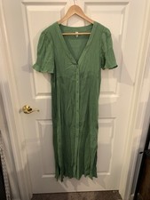 MNG by Mango 1/2 Sleeve Womens Green V Neck Dress Size 6
