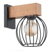 Wandlampe Schwarz Holz Draht Kugel Elegant Wohnlich E27 B:25 Cm Wandleuchte Flur