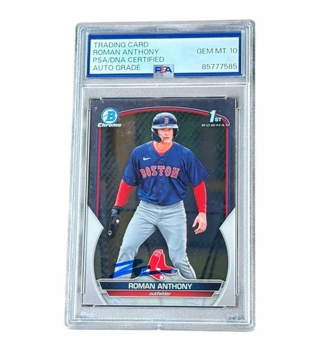 Roman Anthony Signed First Bowman Chrome Card Boston Red Sox Auto PSA 10