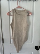 American Eagle Ribbed Tank Bodysuit Tan NWT M