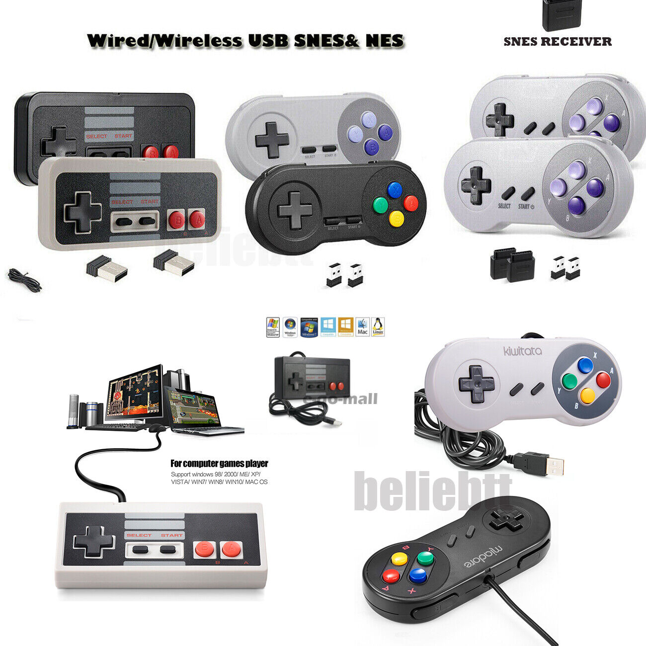 Controle Usb Nintendo 8 Bits Nes Emulador Computador Pc Mac