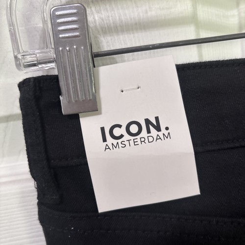 Pantalones de mezclilla al tobillo Lorenzo elásticos negros para hombre 30 elásticos ajustados nuevos con etiquetas Icon Amsterdam - Imagen 6 de 8