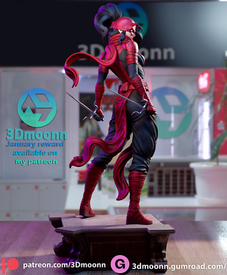3D gedruckte 16K Marvel - Elektra Fan Made Statue Maßstab 1:6 UNBEMALT