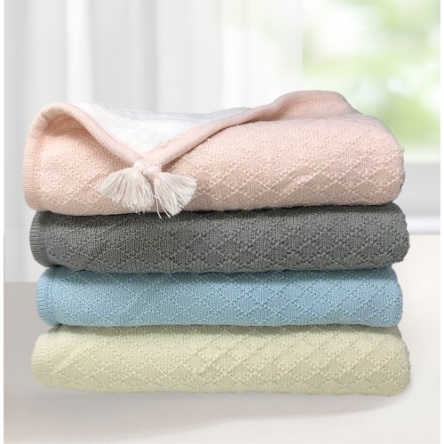 effe bebe Knoten Cable Knit Sherpa Baby Blanket - Picture 1 of 17