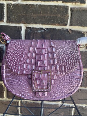 NWT$345 Brahmin Cynthia Mulberry Potion Melbourne Crossbody Leather 2 straps