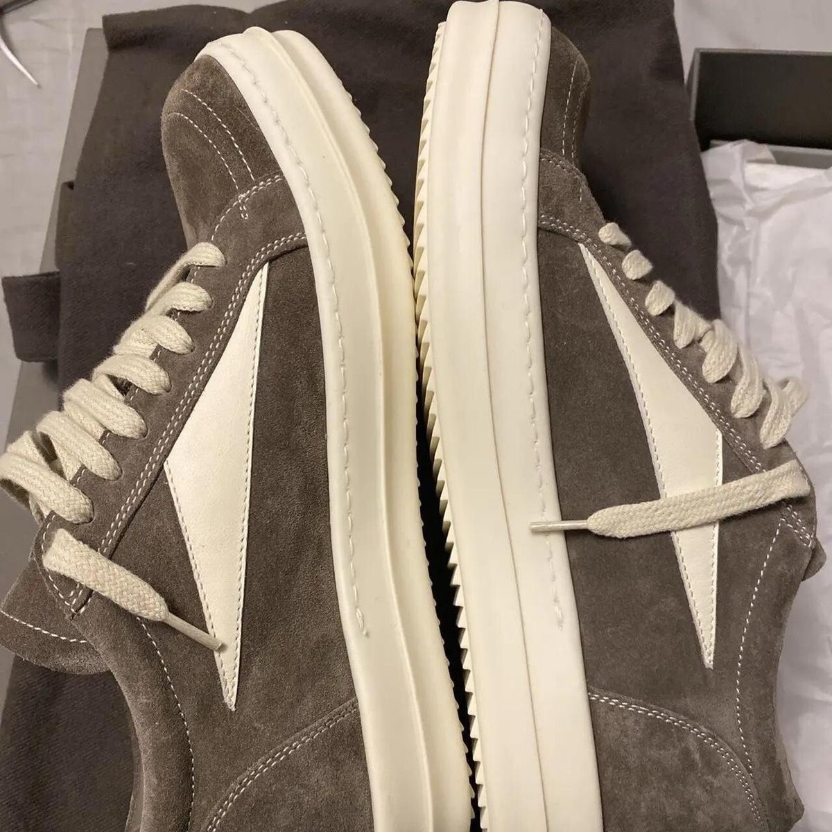 【関税込み】Rick Owens ブラウン Porterville アームロング Size 6.5 Rick Owens Porterville Low Top Sneaker Khaki/Brown