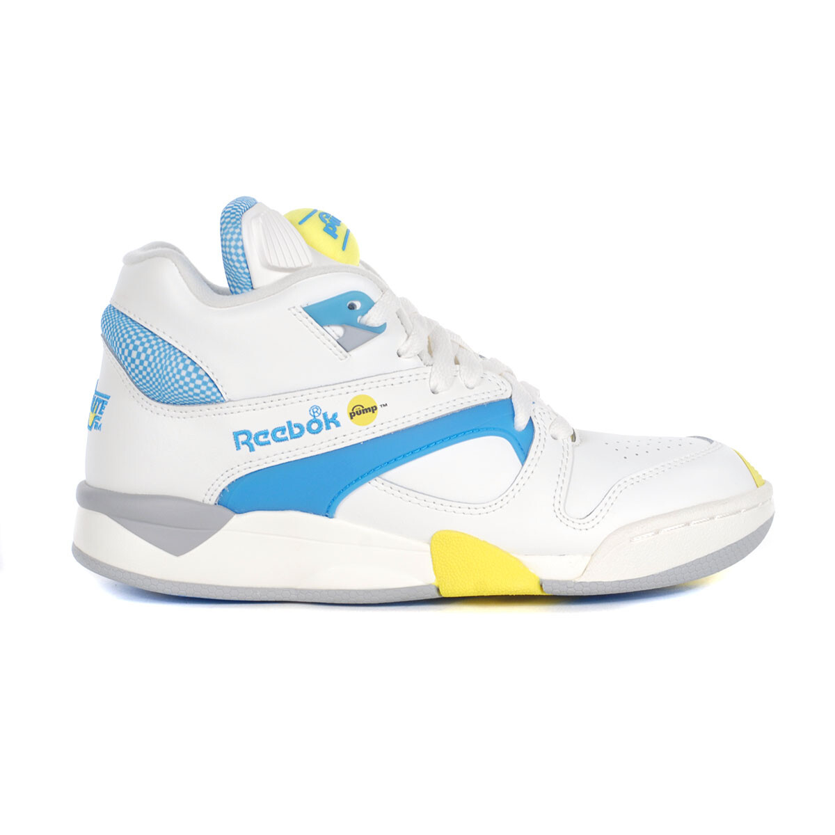 Reebok Pump スニーカー ブルー/イエロー Reebok Men's Court Victory Chalk/Blue/Grey Basketball Shoes